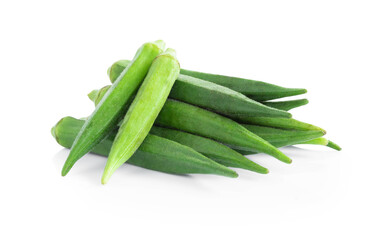 Closeup fresh okra isolated on white background