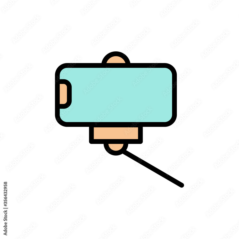 Poster smartphone, technology, selfie stick icon. simple color with outline vector elements of communicatio