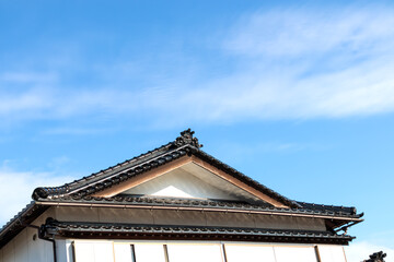 Vintage roof japanese style at public shrine in JAPAN.