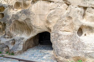 Entrance to a secret tunnel in the ancient cave city of Uplistsikhe