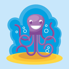 violet octopus cartoon character