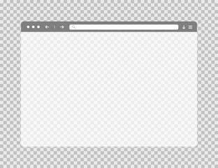 Transparent web browser window. Template of website page. Empty mockup of internet website. Isolated browser screen with blank page. Search bar in moder flat style. Vector EPS 10. © ivbiv