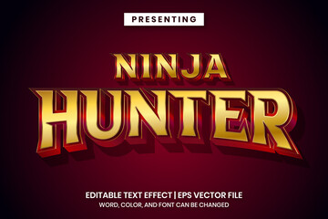 Ninja hunter - red gold metal editable text effect