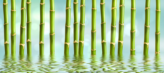 beautiful spa background with bamboo and water