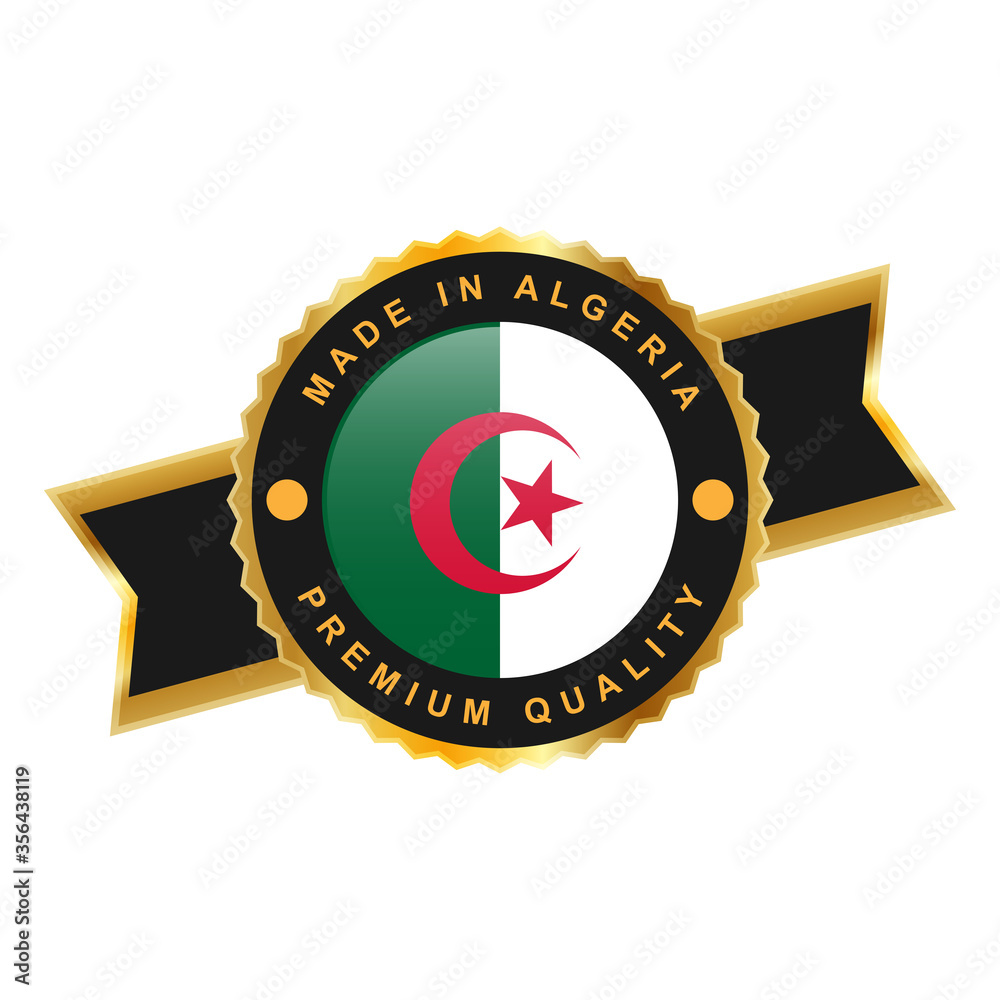 Wall mural Made in Algeria with emblem badge labels