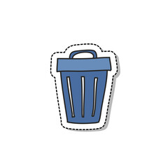 trash can doodle icon, vector sticker illustration