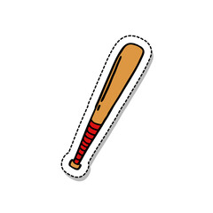 baseball bat doodle icon, vector sticker illustration