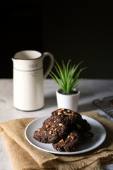 Fresh Baked Dark Chocolate with Almond nut cookies.