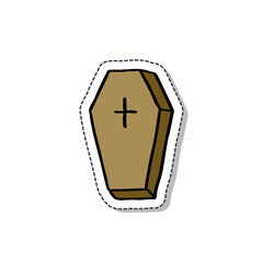 Obraz premium coffin doodle icon, vector sticker illustration