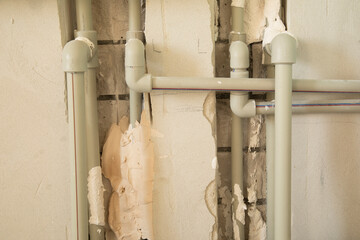 Installation of plastic domestic water pipes in new apartment