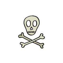 skull doodle icon, vector illustration