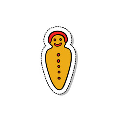 Ecuadorian traditional bread babies or guaguas de pan. doodle icon, vector sticker illustration