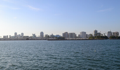 Fototapeta premium Long Beach modern city skyline, marina and Shoreline Village in City of Long Beach, Los Angeles County, California CA, USA.