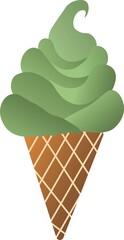 matcha ice cream cone icon on black background. Vector Illustration