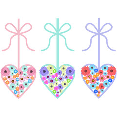 花とハート型のオーナメント素材