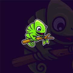 premium chameleon vector logo concept