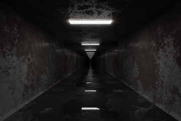 dark scary tunnel black background. underground fear concept