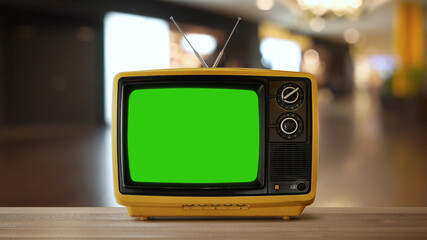 Yellow orange color old vintage retro Television