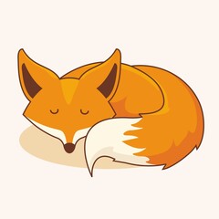 Fox Cartoon Sleep Animals Isolated Sleeping