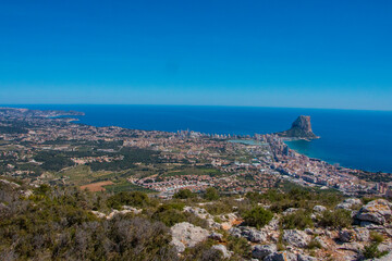 View over Calpe and the Penyal d'Ifac in Spain