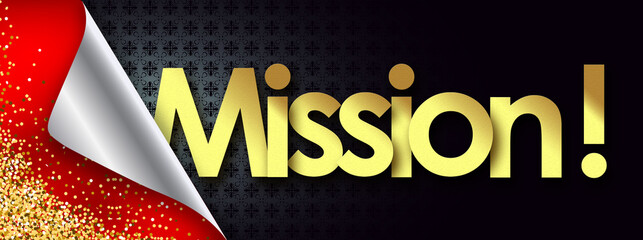 mission in black background and golden stars
