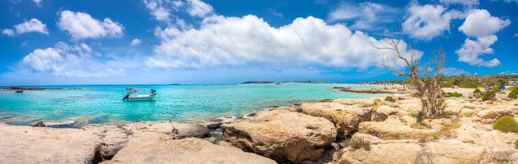 Tropical sandy beach with turquoise water, in Elafonisi, Crete, Greece