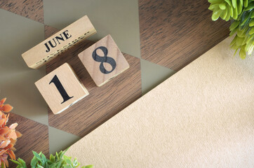 June 18, Number cube design in natural concept.