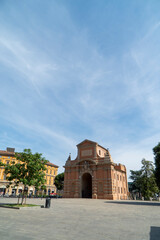 Fototapeta na wymiar Side view of the Porta Galliera in Piazza XX Settembre in Bologna Italy