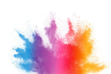 Abstract powder splatted background. Colorful powder explosion on white background. Colored cloud....