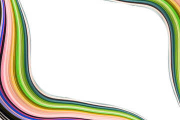 Abstract color wave curl rainbow strip paper on white background