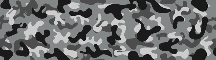 Camouflage in an urban style. Camo in black and gray colors. Seamless pattern. Vector.