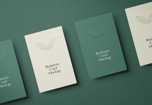 Vertical Business Card With Press Effect Mockup