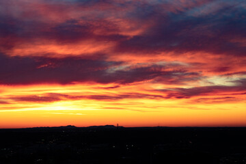 Sunset dramatic sky in Charlotte NC.