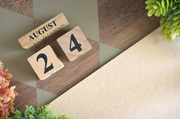 August 24, Number cube design in natural concept.