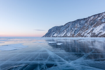 The popular sights of Lake Baikal in Russia, the stunning winter landscape.