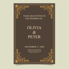 Ornamental wedding invitation template vector.