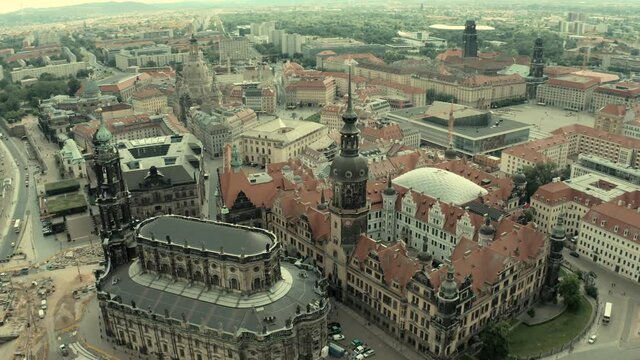 Top panoramic view over the city centre of Dresden in Saxony, Germany

