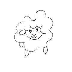 Cute sheep doodle illustration isolated on white. Domestic animals
