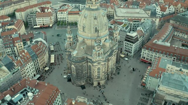 Top panoramic view over the city centre of Dresden in Saxony, Germany
