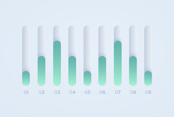 Soft style volume bar for UI interface mockup. Trending Vector design UX element. Neumorphism illustration.