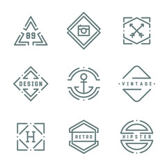 Collection monochrome hipster vintage label, logo and badge. Retro style.
