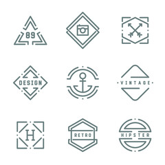 Collection monochrome hipster vintage label, logo and badge. Retro style.