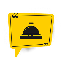 Black Hotel service bell icon isolated on white background. Reception bell. Yellow speech bubble symbol. Vector Illustration.