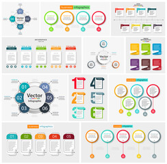 Collection of colorful infographic can be used for workflow layout, diagram, number options, web design. Infographic business concept with options, parts, steps or processes. Vector Eps 10