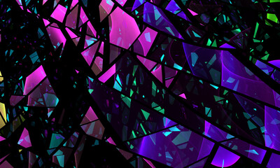 Abstract broken glass, splinters. 3D illustration, computer-generated fractal