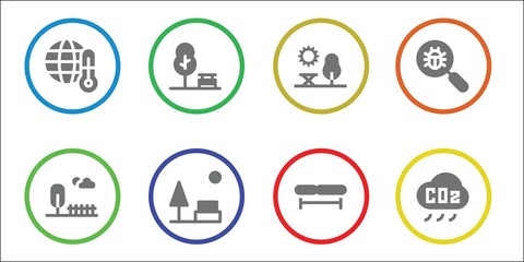 Fototapeta premium Modern Simple Set of warming Vector filled Icons