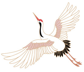 Japanese style vector wild animal Chinese crane bird