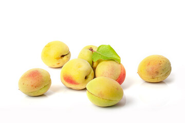Isolated apricots. Fresh apricot fruits isolated on white background