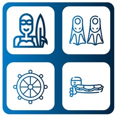 boat simple icons set