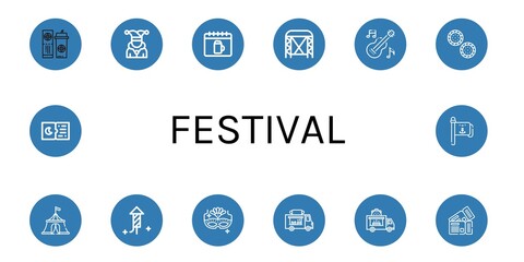 festival simple icons set